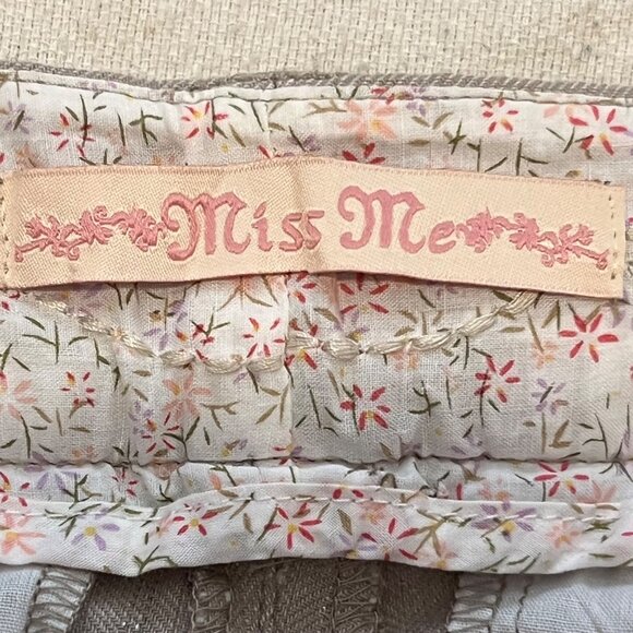 Miss Me Embroidered Size 28 Shorts Brown Linen Blend Bermuda - Picture 3 of 12